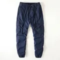 Retro navy blue men's cargo jogger pants with elastic drawstring waist and side pockets - Sapphire Blue