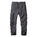 Classic men's retro cotton cargo pants in grey featuring multiple functional side pockets - 38 / Bottoms / Dark Gray