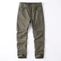 Men's retro olive green workwear pants in washed cotton with straight leg design. - 38 / Bottoms / Dark Army Green