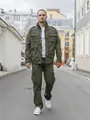Men's olive green military tactical workwear jacket and cargo pants two-piece set - S / Top And Bottom (268+368) / Army Green