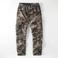 Men's retro camouflage cargo pants featuring a drawstring waist and multiple pockets - S / Desert Camouflage