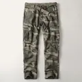 Vintage men's camouflage cotton cargo pants with multiple pockets and belt included - 38 / Bottoms / 189-Green Camouflage