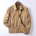 Classic vintage men's khaki washed cotton workwear jacket with full zip and collar - S / Tops / Dark Khaki