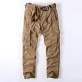 Pantalon cargo classique en coton kaki pour hommes avec poches et ceinture - S / Bas / Khaki Foncé