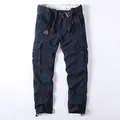 Pantalon cargo tactique bleu marine pour hommes avec poches multiples et ceinture inclus - S / Bas / Bleu Grue