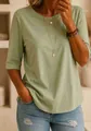 Stylish women's sage green crew neck short sleeve casual T-shirt in soft cotton. - S / Tops / Matcha Green