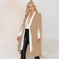 Chic women's khaki cape-style blazer with mid-length shawl design and open front - 2XL / Tops / Khaki