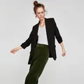 Eleganter schwarzer Damenblazer mit Schalkragen, lässiger offener Stil für Frühling - S / Oberteile / Schwarz