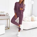 Elegant mauve casual 3-piece outfit featuring striped bomber jacket and joggers - 3XL / Set / Purple