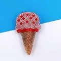 Porte-clés haut de gamme en strass en forme de cône glacé accessoire rose et doré A09 - Cône de Glace Rose (A09)