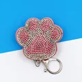 Porte-clés étincelant en forme de patte avec strass roses et argentés - Patte de Chat Rose (A11)