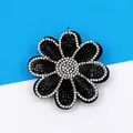 Élégant pendentif fleur en strass noir et blanc pour porte-clés DIY et accessoires de sac - Marguerite Noir & Blanc (A12)