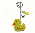 Porte-clés canard scintillant en strass jaune avec pompon et clochette pour sacs - Canard Jaune à Gland