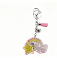 Porte-clés arc-en-ciel étincelant en strass avec pompon rose pour sacs et clés. - Nuage Avec Gland