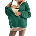Sudadera cálida forrada de felpa con bolsillo canguro para bebés, sudadera invierno. - S / Tops / Verde