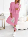 Stylish women's three-piece casual set featuring a pink jacket and slim tank top - Pink