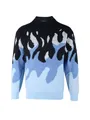 Maglione in maglia ampia da uomo con motivo a fiamme, stile high street, nero e blu - Taglia S / Top / Fiamma Nera e Blu
