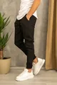Pantaloni jogger neri da uomo in tessuto elegante con orlo elasticizzato. - Taglia M / Pantaloni e gonne / Nero