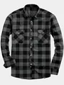 Classic men's casual long-sleeved shirt featuring a bold grey and black buffalo plaid pattern - S / Black