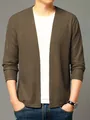 Premium men's casual solid brown knit cardigan jacket for versatile spring and autumn wear - S / Tops / Coffee