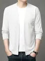 Gilet en tricot décontracté élégant et léger pour homme en blanc pur pour le printemps - S / Hauts / Blanc