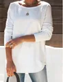 Casual wit damesshirt met lange mouwen en een ronde halslijn - S / Tops / Wit