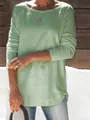 Casual dames-top met lange mouwen en ronde hals in een frisse lichtgroene effen kleur - S / Tops / Groen