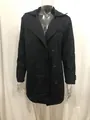 Men's black mid-length trench coat with button details and slim-fit casual design - S / Tops / Black