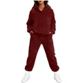Detail view of wine red fuzzy fleece material on a full hoodie and pants loungewear set - S / Top And Bottom / Burgundy