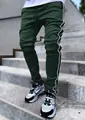 Close-up of dark green joggers with white side reflective piping and zipper pocket detail - 3XL / Bottom (CK-839) / Green