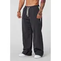 Men's loose dark grey casual trousers with white drawstring and breathable fabric - S / Bottoms / Gray