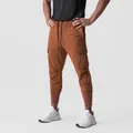 Men's rust orange cargo joggers with multi-pockets and drawstring waist for athletic wear - Rust
