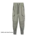 Men's sports cargo joggers in light olive green featuring multi-pockets and elastic cuffs - Fruit Green