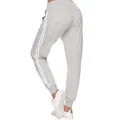Graue hoch taillierte Tapered-Jogginghose mit dekorativen weißen Doppelstreifen für Damen - Grau
