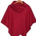 Poncho rosso da donna con orlo irregolare e design elegante con collo a portafoglio - Taglia L / Top / Rosso