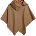 Elegante mantella in maglia cammello da donna con orlo asimmetrico sciolto per l'autunno - Taglia M / Top / Cammello