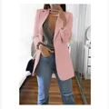 Professional women's slim fit pink lapel blazer cardigan jacket for a stylish office look - 3XL / Tops / Pink