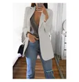 Elegante blazer grigio chiaro slim fit per donna con revers giacca casual aperta - Grigio chiaro