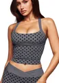Stylisches graues Polka-Dot-Sport-Crop-Top und passende High-Waist-Leggings-Yoga-Set Damen - S / Premium-Tanktop - Grau