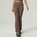 High-waisted brown flare yoga pants for women featuring quick-dry fabric for gym fitness - S / Bottoms / Mocha Brown