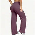 High-waisted purple wide-leg yoga pants for women's fitness and outdoor leisure - S / Bottom (Polyester Style) / Purple