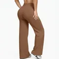 Professional high-waisted wide leg yoga pants for women in elegant caramel brown finish - S / Bottom (Polyester Style) / Coffee