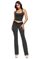 Zweiteiliges Polka-Dot-Fitness-Set mit Neckholder-Top und modischer Schlaghose - S / Oberteil Und Unterteil / Schwarzer Schwan