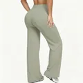 Pantalon de yoga à taille haute et jambe large vert sauge pour le fitness en plein air - S / Bas / Gris Nuage