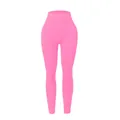 High-waist ribbed yoga leggings in vibrant pink finish for fitness and running gym wear - XS / Bottoms / Pink