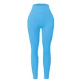 Premium light blue high-waisted ribbed yoga leggings with seamless butt-lifting design - Sky Blue