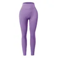 High-waisted ribbed yoga leggings in purple with peach butt lifting design - XS / Bottoms / Violet
