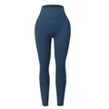 High-waist ribbed yoga leggings in dark teal, seamless butt-lifting sports pants. - XS / Bottoms / Haze Blue