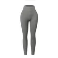 High-waisted grey ribbed yoga leggings with peach butt lifting effect for gym workouts - Gray