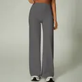 Graue Yoga-Hose mit hohem Bund und weitem Bein für Sport und Freizeit im Alltag. - XS / Unterteile / Dunkelgrau (230g)